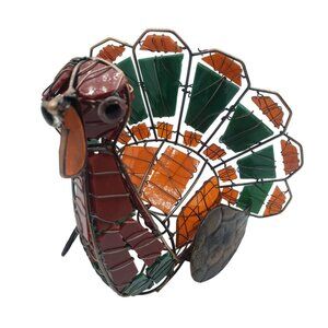 Stained Slag Glass Turkey Figurine Tabletop Decor Lamp FOR PARTS ONLY